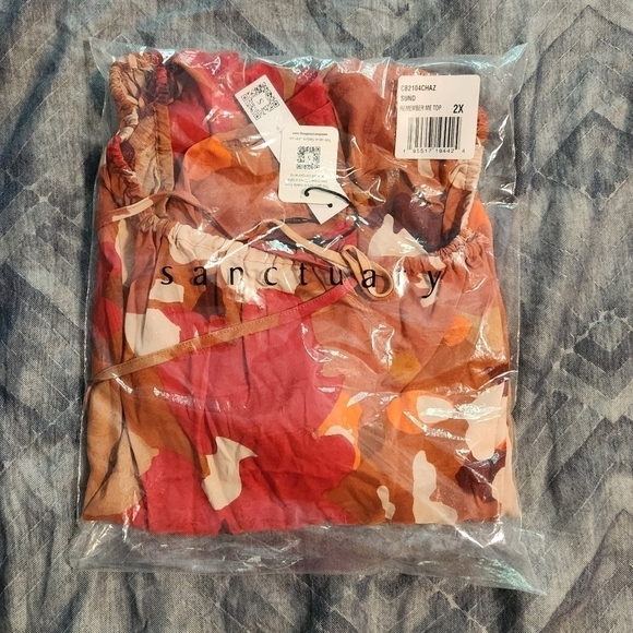 Sanctuary Floral Remember Me Floral Top Red orange Rust Size 2X - Picture 14 of 14